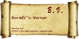 Bordás Verner névjegykártya